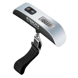 Etekcity Digital Hanging Luggage Scale, Rubber Paint, Temperature Sensor, 110 Pounds, Silver