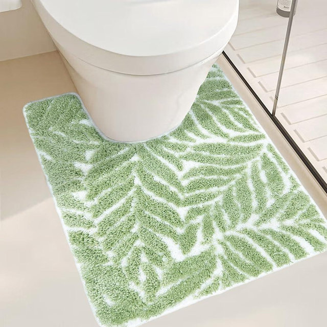 Homantic Sage Green Toilet Rug U Shaped Washable Mat for Bathroom Floor 24x20 Non Slip Washable Bathroom Rugs Around Toilet Rug Bath Mat