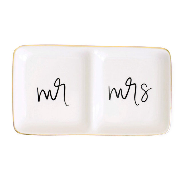 Sweet Water Decor Mr. and Mrs. Jewelry Dish - 7.2x4"