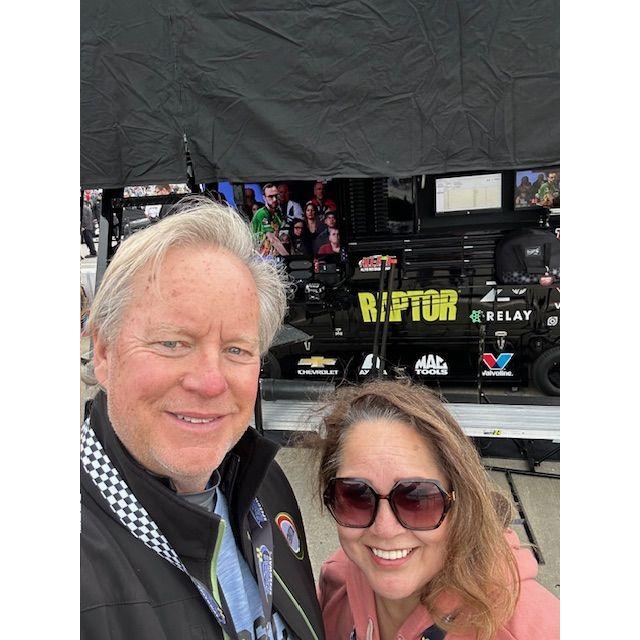 Kansas City Nascar weekend with our Canadian friends, Mila & Derek in front of Bobby's (my son) favorite race car. :-)