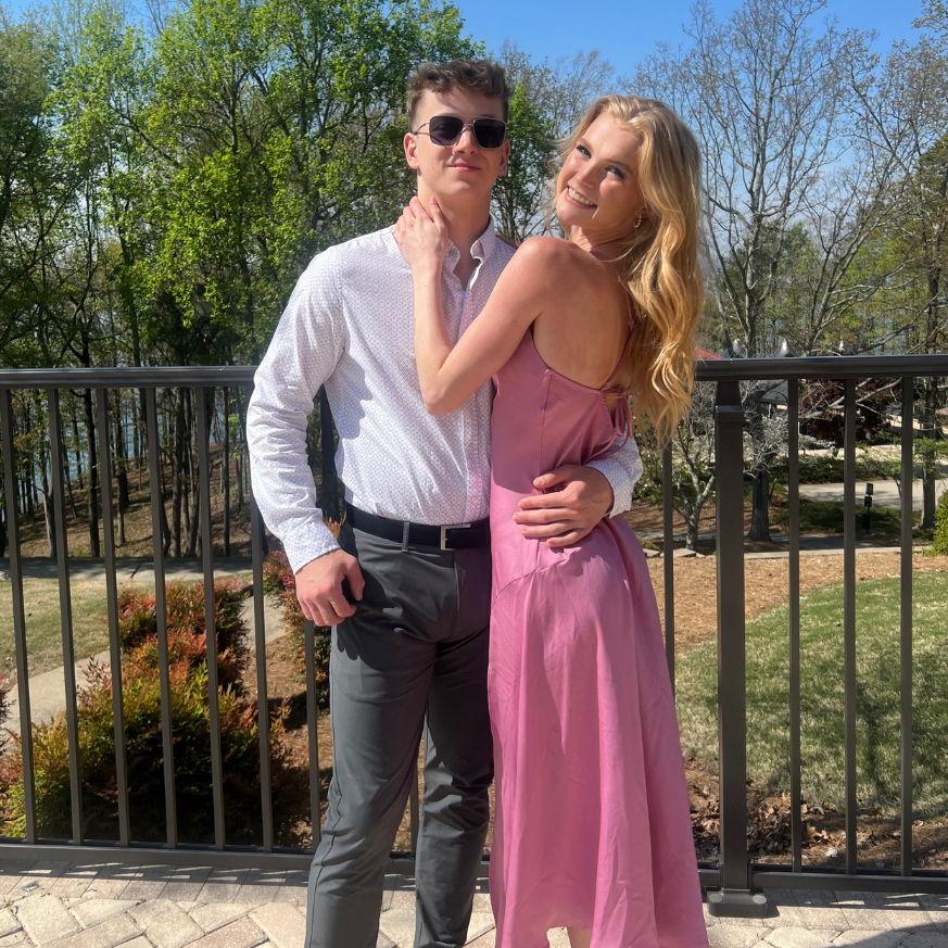This picture was at a wedding we attended where the bride caught the bouquet!