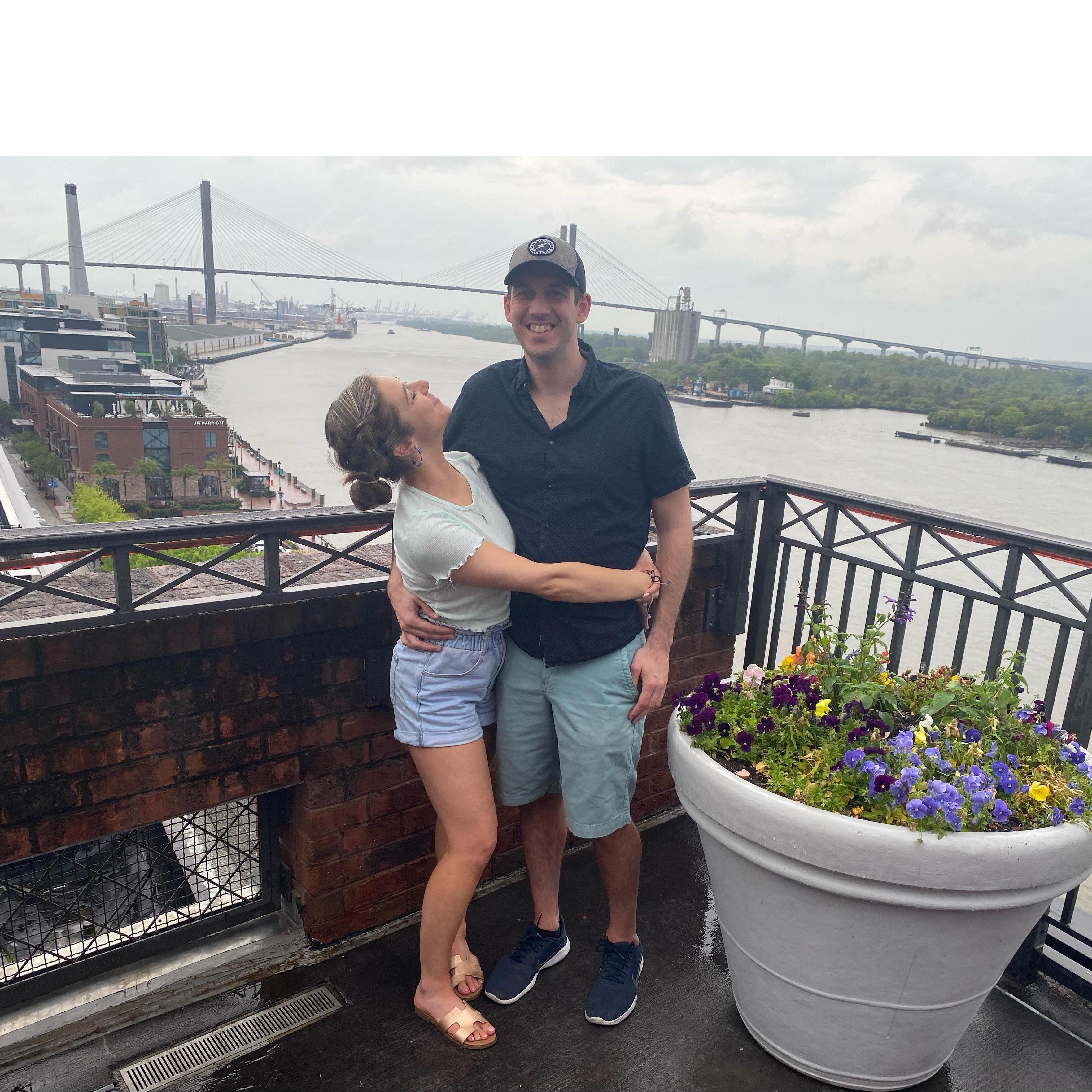 This porch was closed due to rain, but we begged (or Hannah begged) the waiter to let us get a picture in the rain.