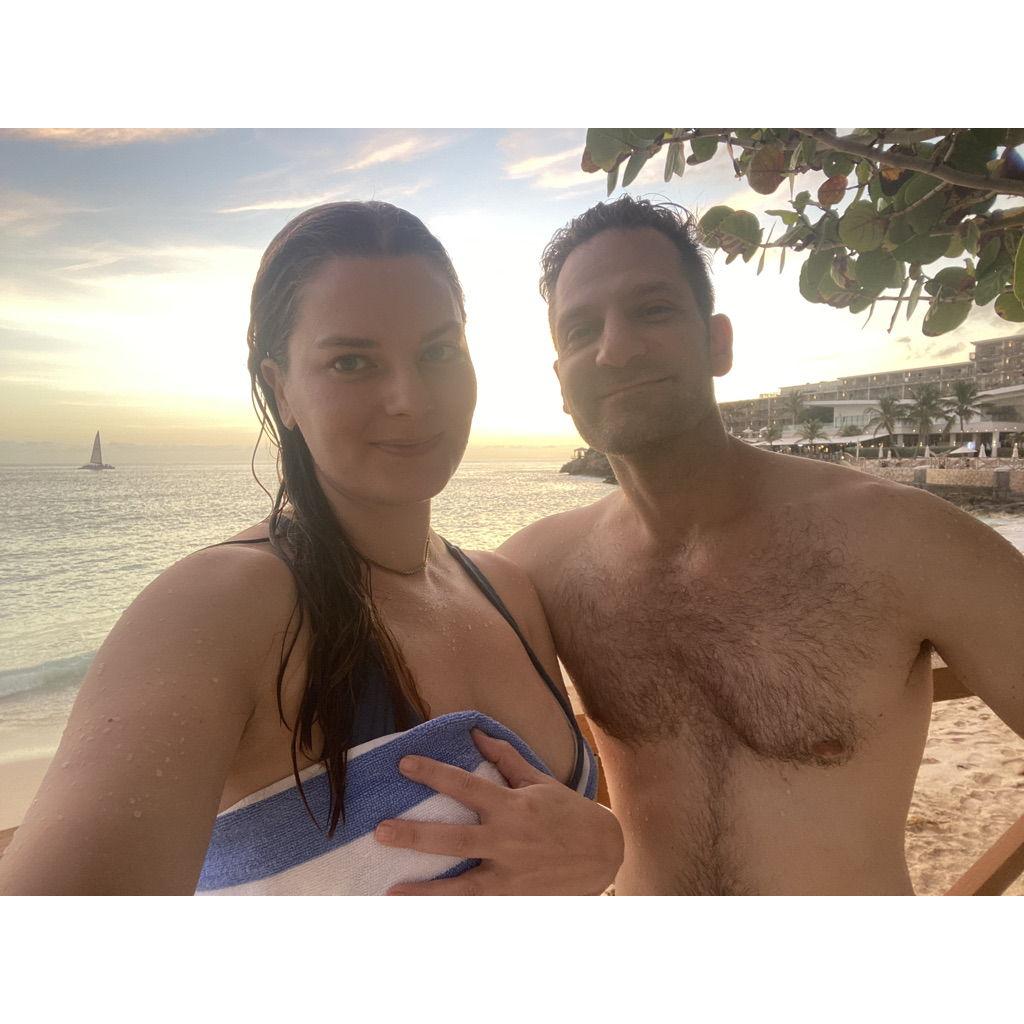 Sunset on Maho Beach outside of Sonesta and Royal Islander