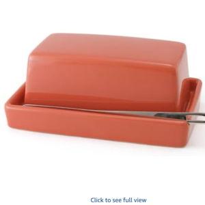 ZERO JAPAN Compact Butter Dish for Countertop, Fits West Coast Butter Sticks (Stubby Size), Ceramic Butter Keeper with Lid, Space-Saving Design, Made in Japan, Carrot
