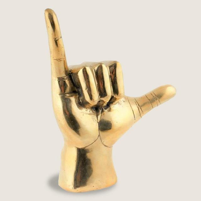 The Shaka Hand - Mahalo Hand - Hang Loose - Brass Hand Sign - Solid Brass Accessory - Brass Mahalo - Brass Shaka Hand