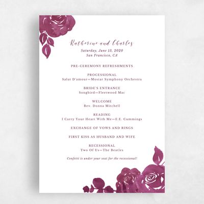 Berry, Purple Wedding Program - Clemson