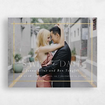 White Typography Wedding Save the Date - Mecca Photo Foil