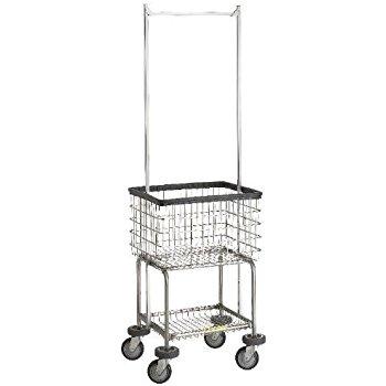 300G55 R&B Wire Deluxe Elevated Laundry Cart w/ Double Pole Rack