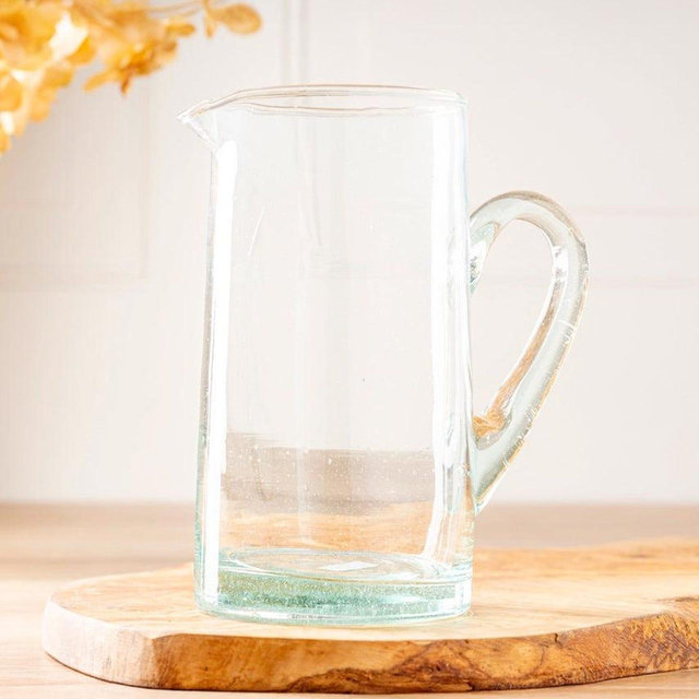 Hand-blown Recycled Glass Pitcher / Moroccan Glass / Hosting / Host Gift / Dinner Party / Housewarming / Glassware Set / Drink Serve