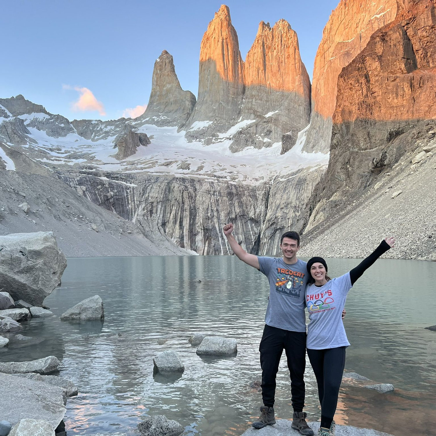 Hiking Patagonia - Note the Chuy's shirts!