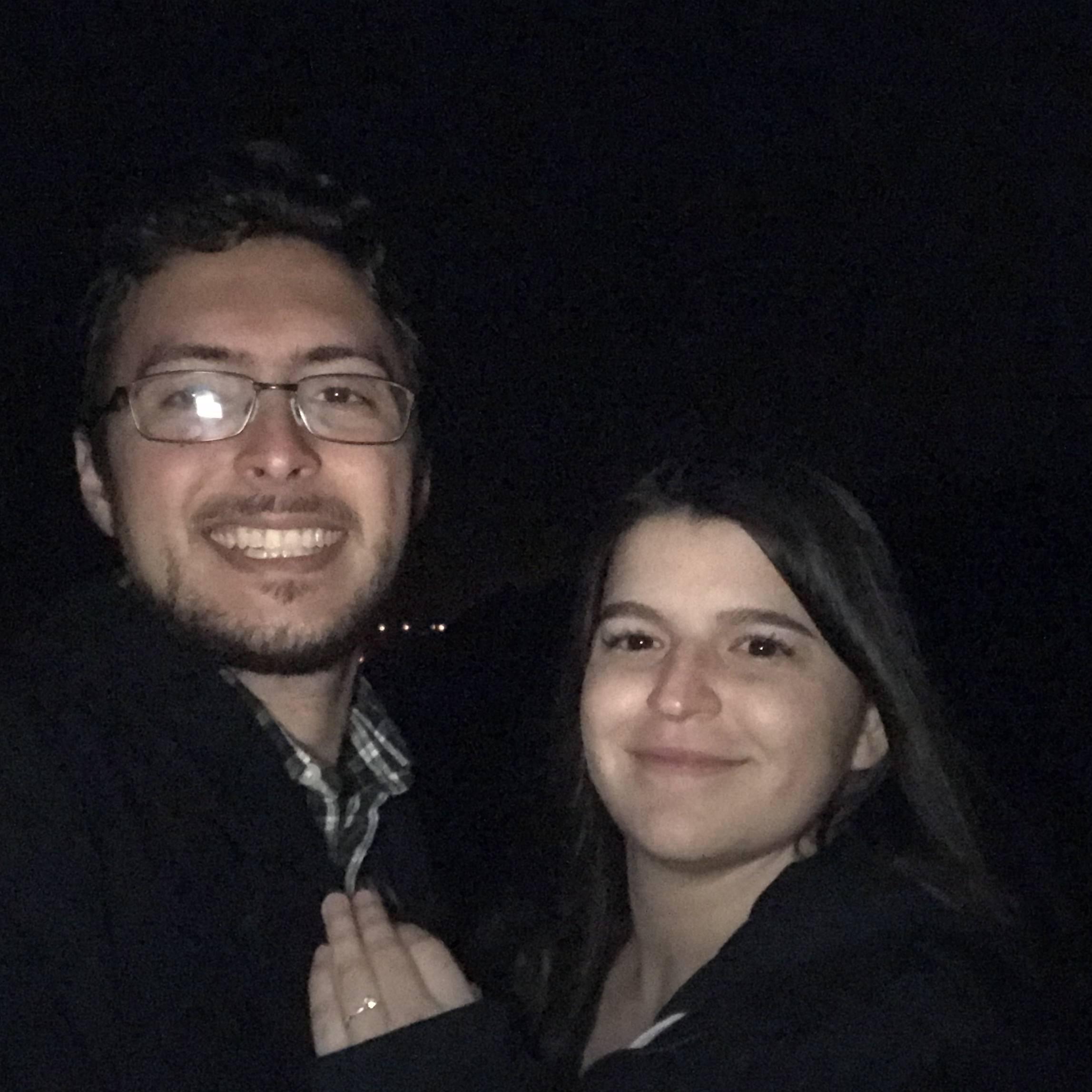 Right after Zach proposed at Baker Beach - November 2019