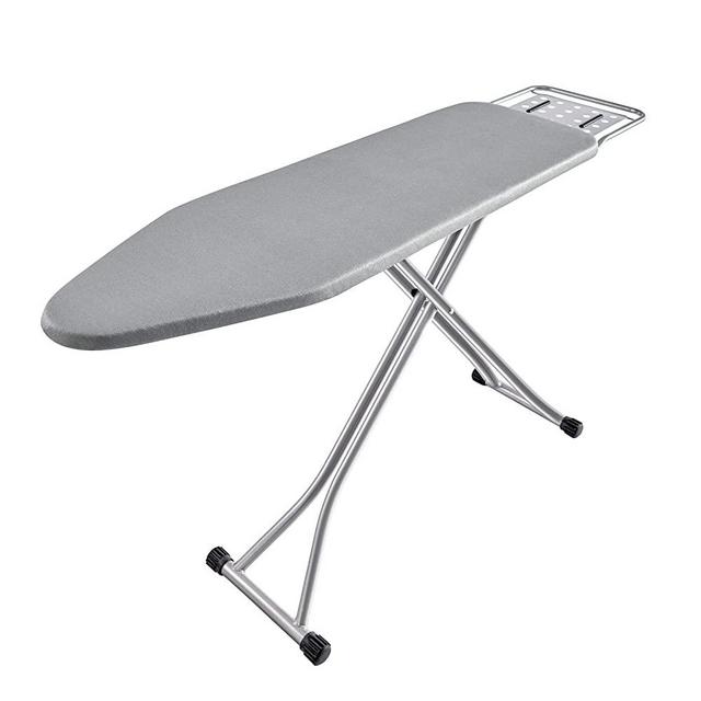 BKTD Ironing Board, Heat Resistant Cover Iron Board with Steam Iron Rest, Non-Slip Foldable Ironing Stand. Heavy Sturdy Metal Frame Legs Iron Stand(13*34*53 Inches) Silver Gray Color