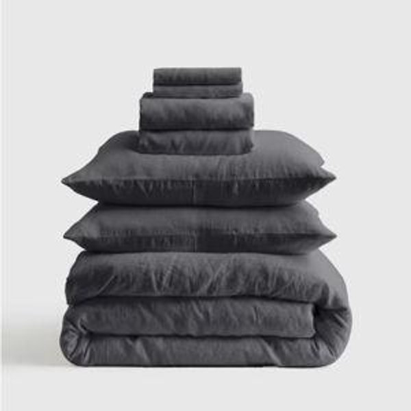 Deluxe Linen Duvet Bundle | Quince in Charcoal