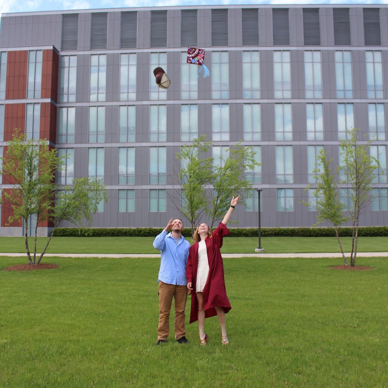 Both of our graduations were canceled, so Tracey took our pictures at CMU.
“We did it!”
Mount Pleasant, MI.
5/30/2020