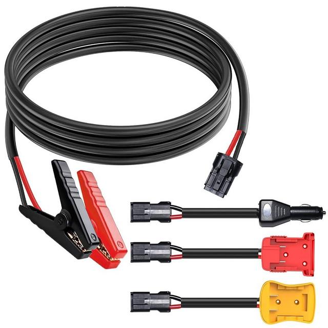 3-in-1 Jumper Cable Adapter for Mil-waukee M18/ De-Walt/Energy Storage Battery, Detachable Replacement Head Battery Jumper Starter Automotive Booster Cables Power Car Starting Tool (5.9Ft x 8AWG)