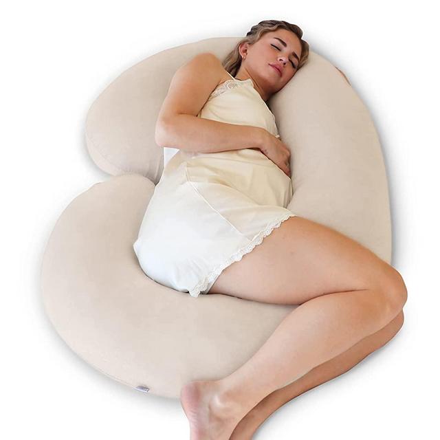 The CeeCee Pillow by PharMeDoc Organic Cotton Pregnancy Pillows C-Shape Full Body Pillow and Maternity Support ( Natural Cover) Full Body Support, Pregnancy Must Haves, Maternity Pillows for Sleeping