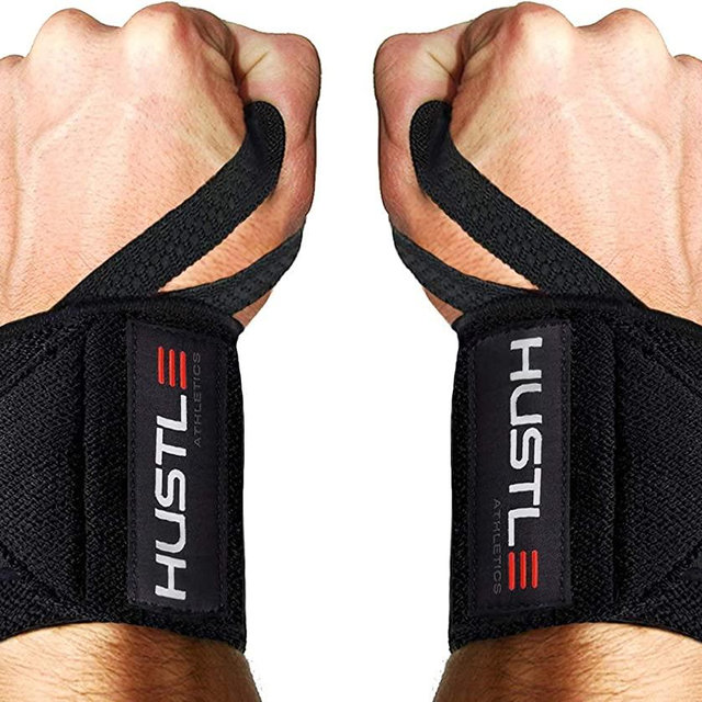 Hustle Athletics Wrist Wraps Weightlifting - Best Support for Gym & Crossfit - Brace Your Wrists to Push Heavier, Avoid Injury & Improve Your Workout Instantly - for Men & Women