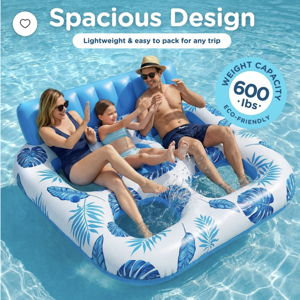 Livhil Inflatable Pool Float, 2 Person Pool Float