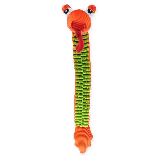 Bounce & Pounce Twister Snake Dog Toy in Green/Orange