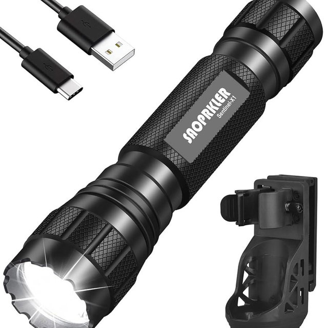 SAOPRKLER Tactical Flashlights High Lumens-1200 LM Police Flashlight with Holster for Duty Belt,Single Mode LED Flashlight for Camping/Law Enforcement-Sentinel-X1