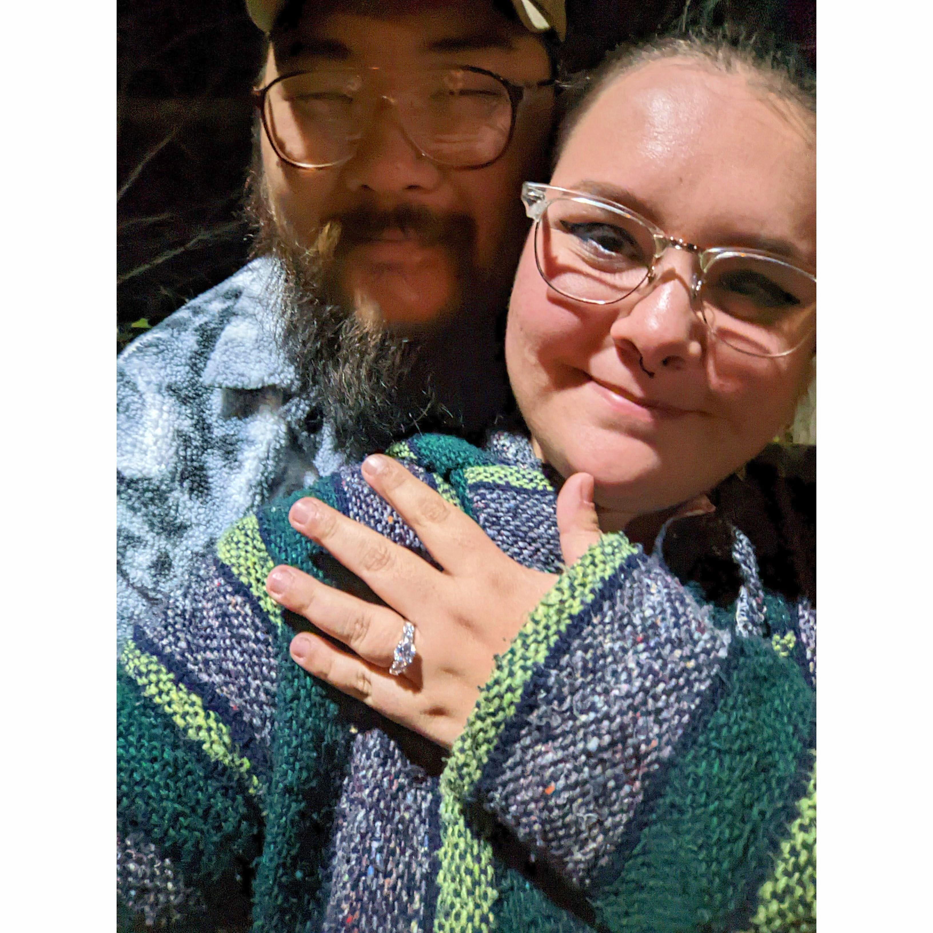 Right after Calvin asked the question! Full of tears, joy and excitement that night on our 4 year anniversary at Wisconsin Dells. 