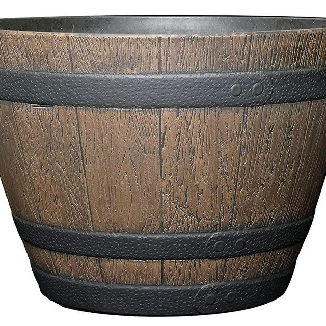 Classic Home and Garden 72D-037R Whiskey Barrel Planter, 15", Kentucky Walnut