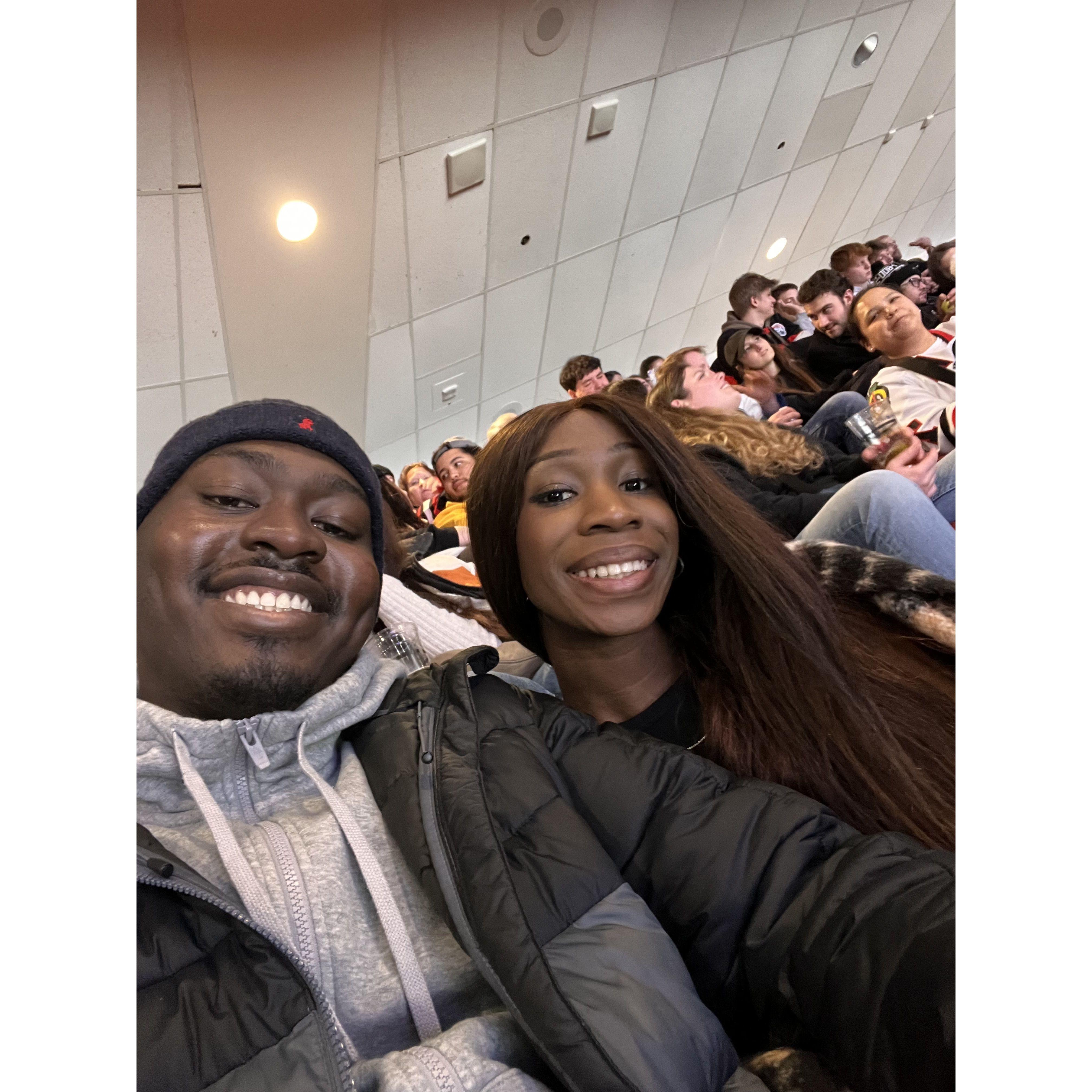 Our first ice hockey game together