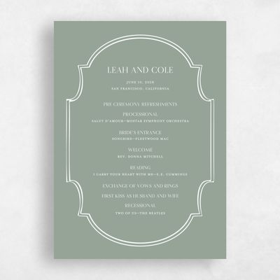 Sage, Green Wedding Program - Alpino