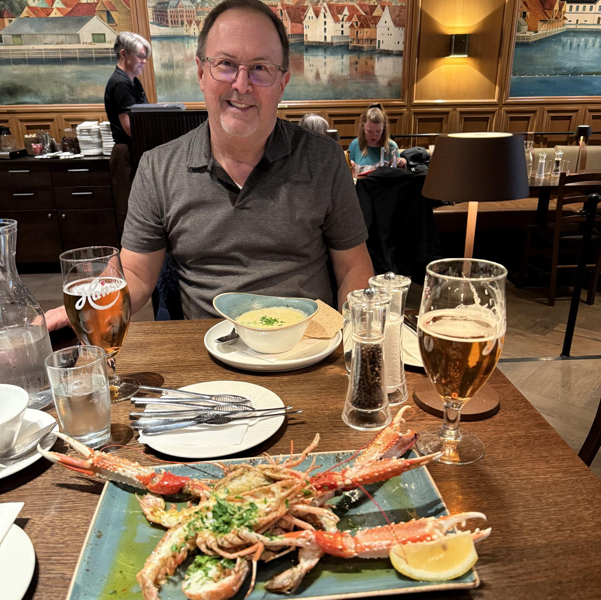 Our favorite restaurant in Bergen, Norway. Best and freshest langoustine we ever had.