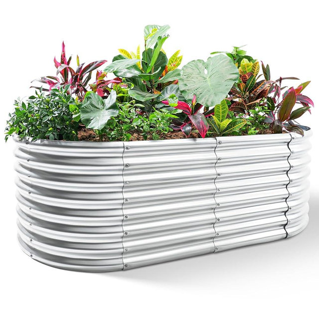 Land Guard 6×3×2ft Galvanized Raised Garden Bed Kit, Galvanized Planter Raised Garden Boxes Outdoor, Oval Large Metal Raised Garden Beds for Vegetables…