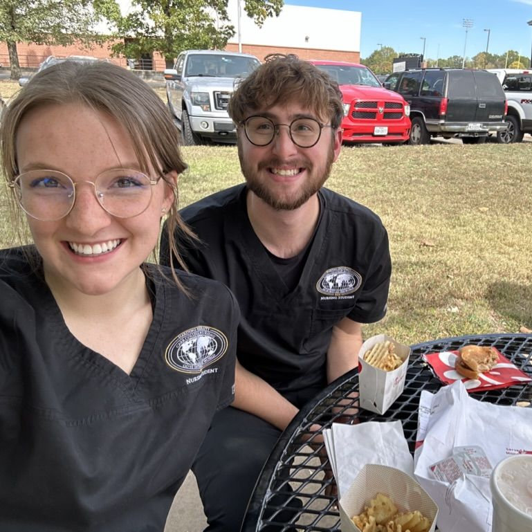 One of our first pictures just the two of us! Lunch after an early morning nursing clinical we had together our junior year of college.