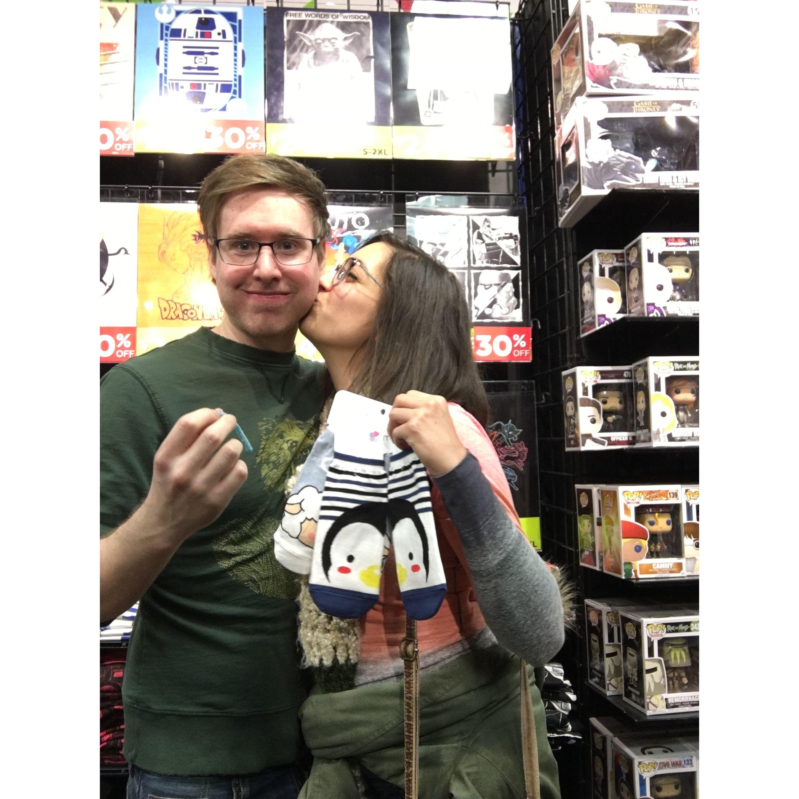 He won me socks by playing Connect Four at an arcade! - Michigan, April 2018