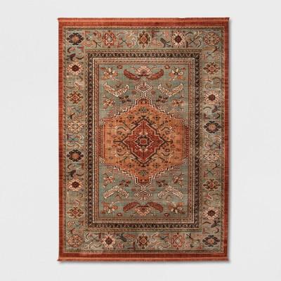 Spiced Green Floral Woven Accent Rug 7'X10' - Threshold™