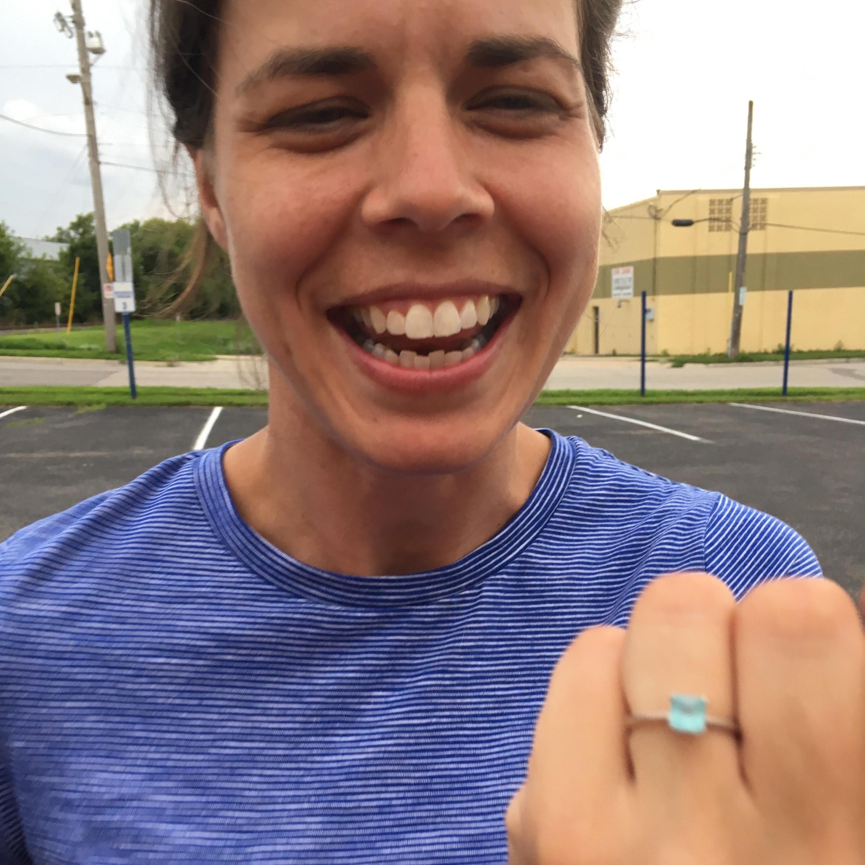 Megan said yes! This ring is made from sea glass we found on the shore of Lake Superior. Thanks to Kathleen Janvier for her master jeweler skills and for keeping a 10-year promise! It's beautiful!