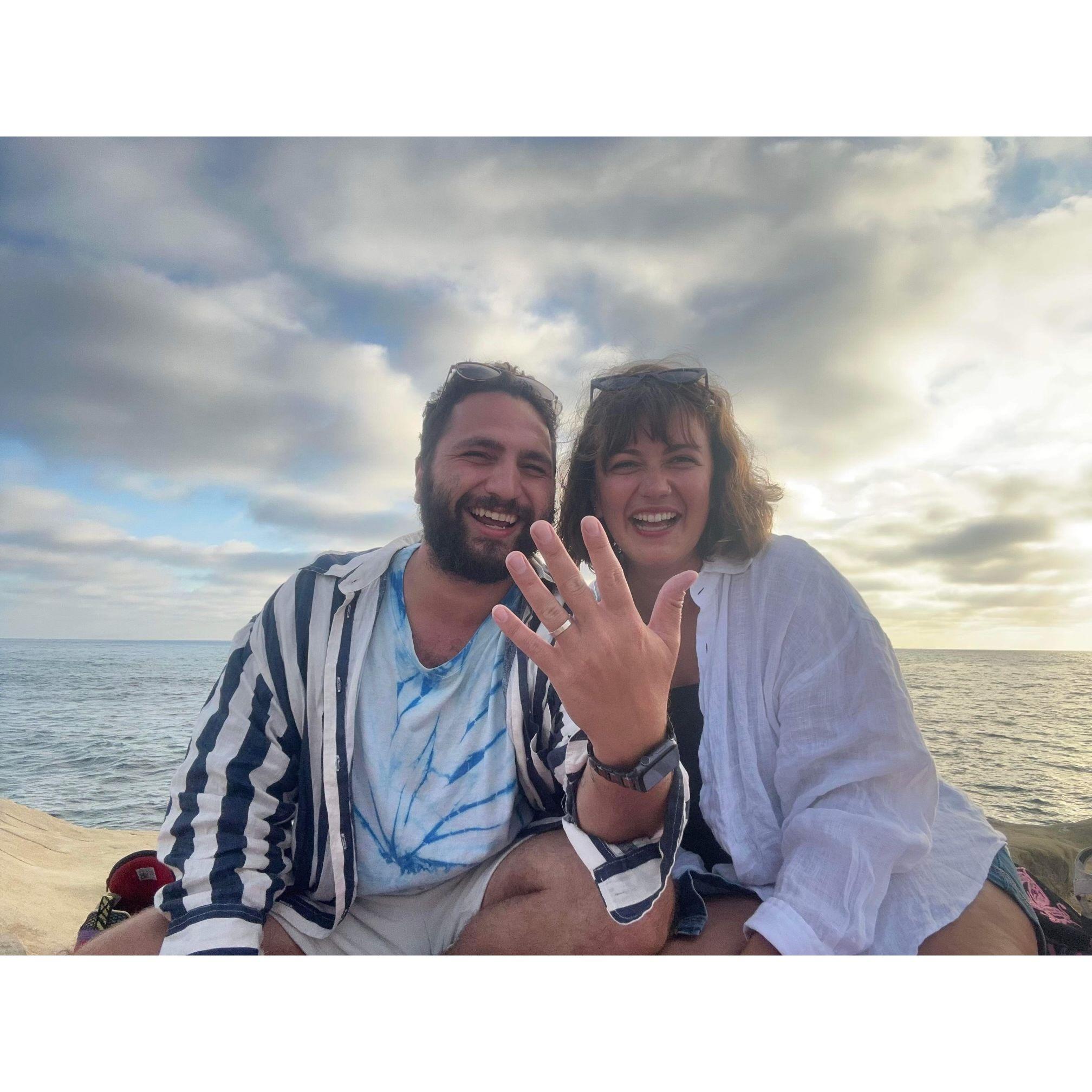 James showing off his custom made engagement ring (Machelle made it for him)