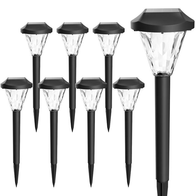 GIGALUMI 8-Pack Solar Outdoor Lights, Upgraded Waterproof Solar Garden Lights for Patio,Lawn and Yard,Cold White Landscape Lighting