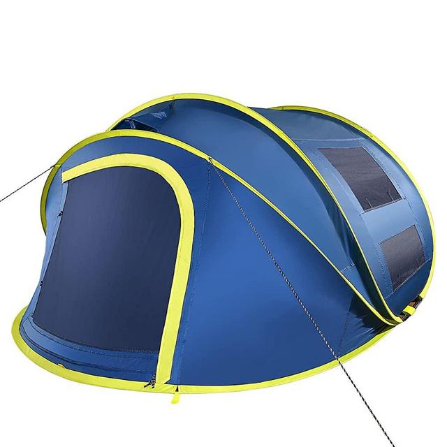 4 Person Pop up Tent, 9.5’X7’X50'', 10 Second Setup Tent, Waterproof Tent, 2 Big Doors and 2 Roof Vents, 4 Ventilated Mesh Windows, Instant Tent for Family, Blue