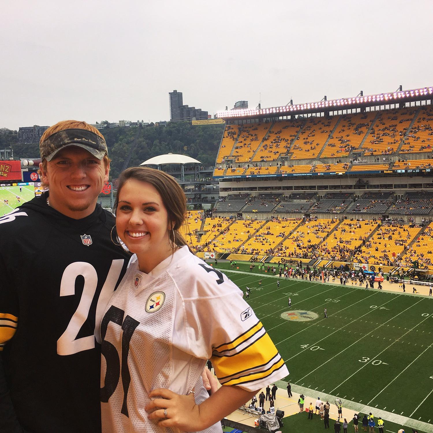Our first time in Pittsburg together at a Steelers game!