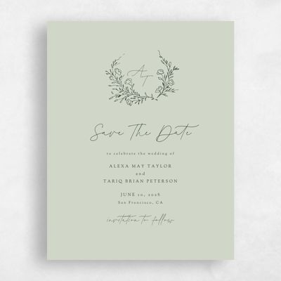 Grassy Sage, Green Wedding Save the Date - Marnina Portrait