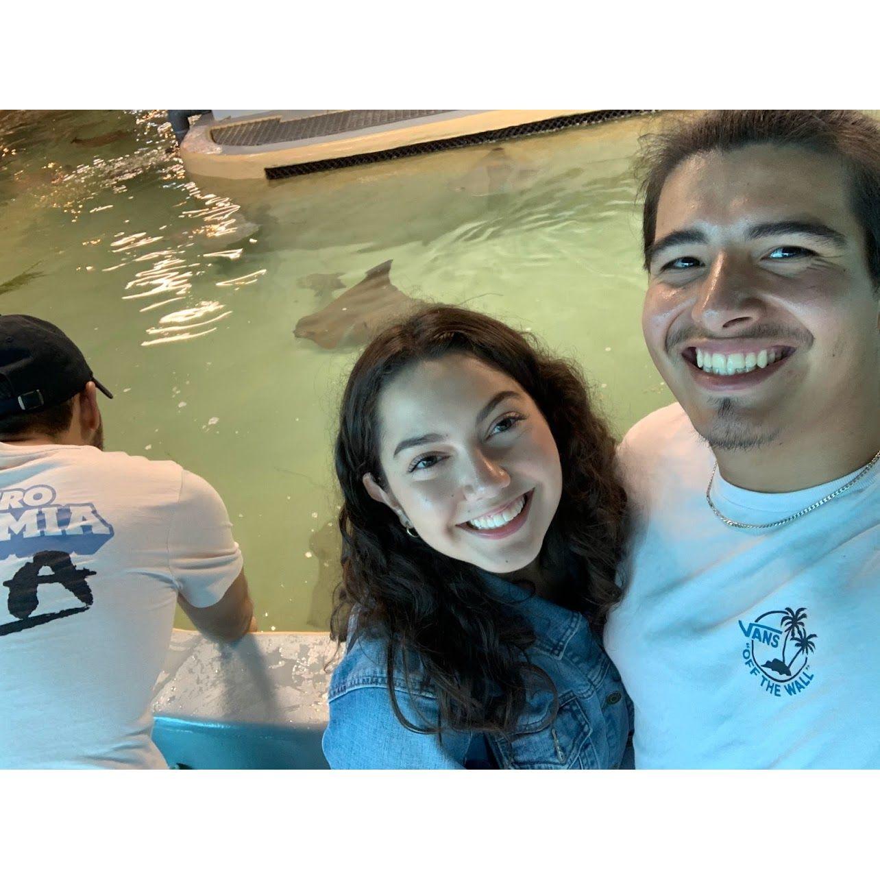 Our first date at the aquarium! We were so nervous ;)