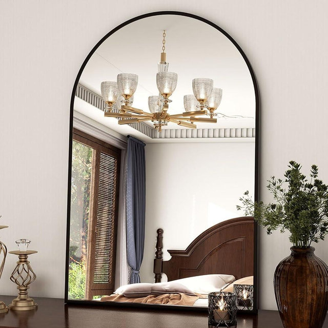 Gold Arched Bathroom Mirror -26"x38" Wall Mirror for Bathroom, Metal Frame Vanity Mirror, Dresser Mirror, Arch Decorative Mirrors for Living Room, Bedroom, Entryway, Mantle