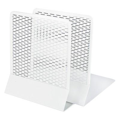 Artistic Urban Collection Punched Metal Bookends, 6 1/2 x 6 1/2 x 5 1/2, White