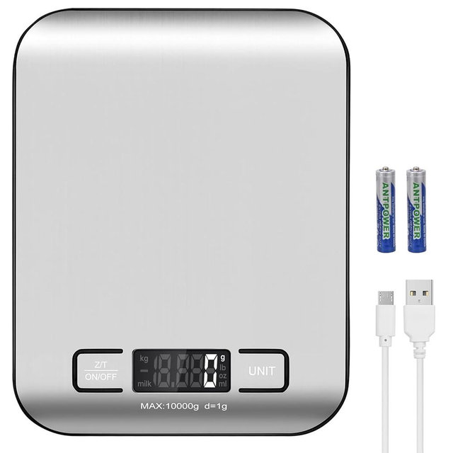 Selegere Digital Shipping Scale,Stainless Steel Panel, Accurate Portable Postal Scale for Packages, Small Business,Kitchen, Food, Handmade, Liquids, and Boutique (Silver Black Rechargeable(10kg/1g))