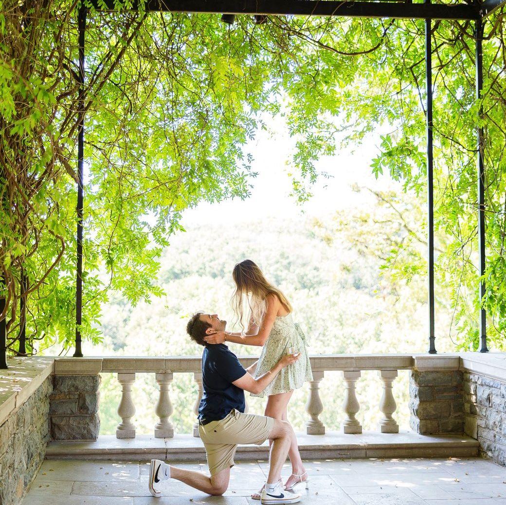 This was the moment that Matt proposed to Ellie at Cheekwood Gardens.