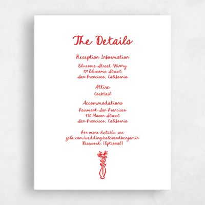 Red Whimsical Wedding Enclosure - Amore