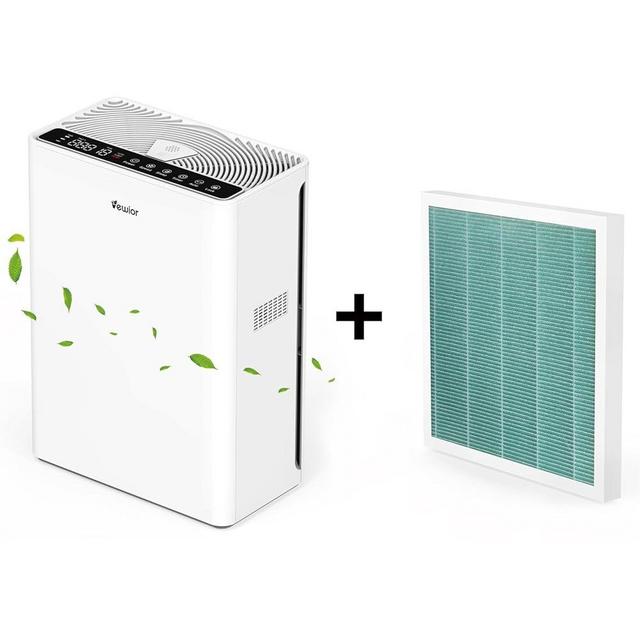 VEWIOR Air Purifier For Lager Room True HEPA Air Filter Cleaner with Sleep Mode 5 Timer 3 Speed Adjustable (A3N+VOCS Filter)