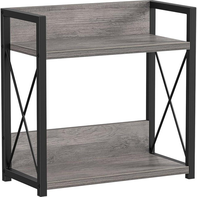 Giikin Coffee Bar Accessories, 2 Tier Spice Rack for Counter, Gray Kitchen Countertop Organizer (Grey, L)