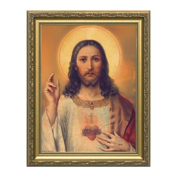 Antique Sacred Heart w/ Gold Frame