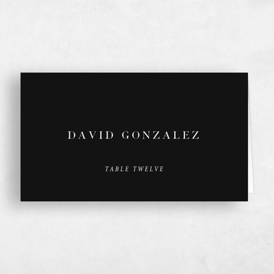 Black Typography Wedding Place Card - Holt