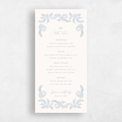 Blue Greenery Wedding Menu - Petalo